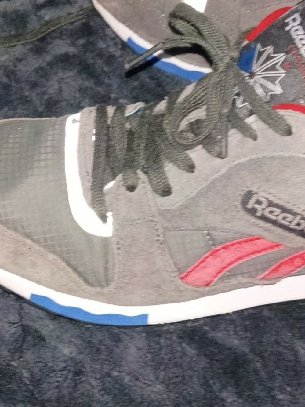 Reebok Red & White Athletic Shoe Label Close-Up